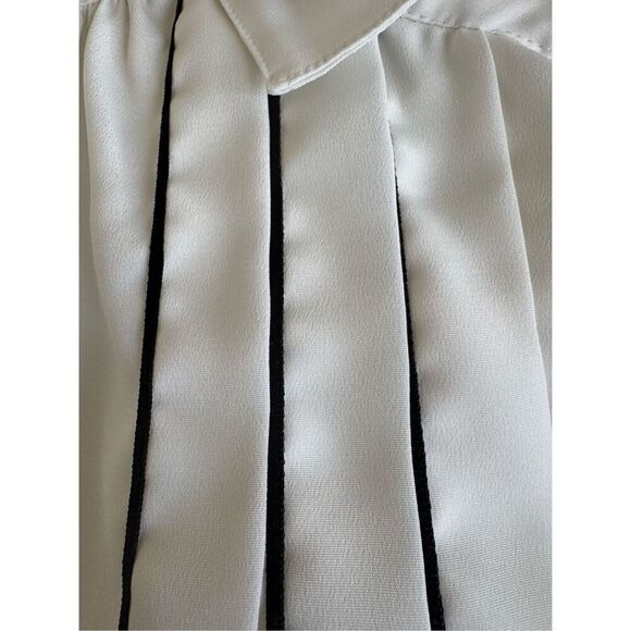 Nicola size 8 women’s French girl button up cream blouse pleated long sleeve col - Picture 5 of 7